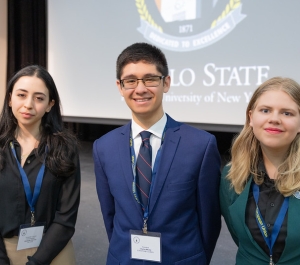 Three Buffalo State students in business attire